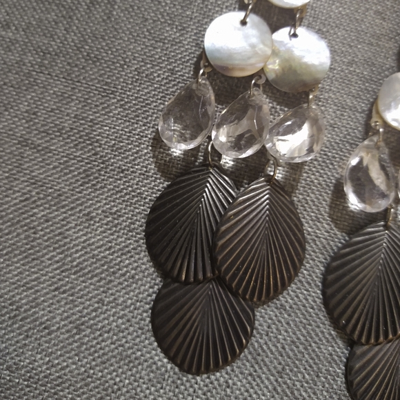 Layered Shell Chandelier Earrings - Picture 4 of 10
